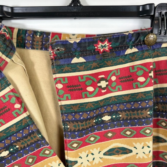 Vtg Susan Bristol Midi Faux Wrap Skirt Denim Southwestern Tribal Boho - Picture 9 of 10